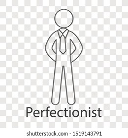 Perfectionist icon concept on transparency background. Human emotion creative design. Line vector illustration use for your project.