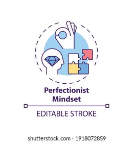 Perfectionist mindset concept icon. Procrastination reason idea thin line illustration. Workaholism. Striving for flawlessness. Vector isolated outline RGB color drawing. Editable stroke