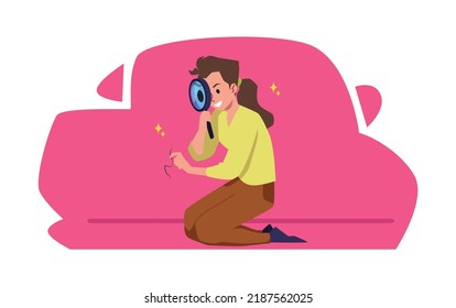 Perfectionist woman obsessed with cleanliness flat cartoon vector illustration isolated on white background. Perfectionism and Obsessive Compulsive Disorder problem.