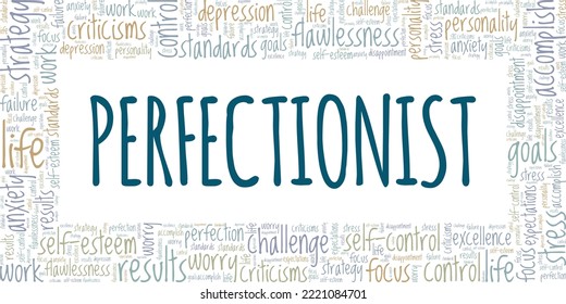 Perfectionist word cloud conceptual design isolated on white background.