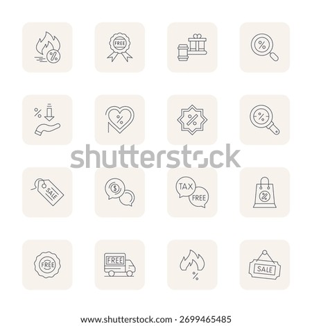 Perfectly balanced 16 Thin Outline Display Perfect vector icons for Bargain, sized at Retina Ready for harmonious integration in digital design projects.
