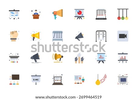 Perfectly balanced 24 Flat Pixel Optimized vector icons for Demonstration, sized at 256x256 for harmonious integration in digital design projects.