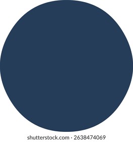 A perfectly circular, dark navy blue shape is centrally displayed against a plain white background