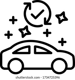 Perfectly Cleaned & Disinfected Car Concept, virus free shiny vehicle vector icon design,  Car Sanitation and hygienic symbol on white background