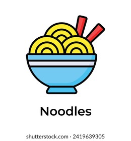 Perfectly designed icon of noodles bowl in modern style, chinese food vector