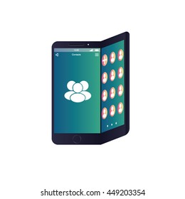 Perfectly detailed modern bendy smart phone isolation vector