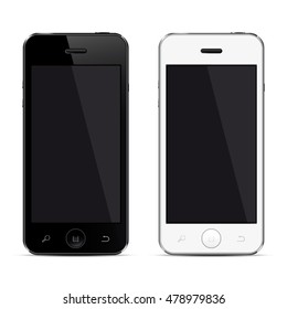 Perfectly detailed modern smart phones isolated on white background