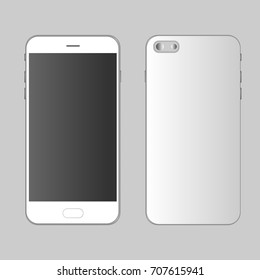 Perfectly detailed modern white smart phone isolation vector