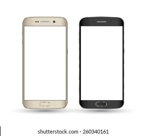 Perfectly detailed new smartphones isolation. Vector illustration.