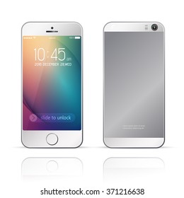 Perfectly detailed smartphone with camera. Mobile phone isolated with abstract colorful background design template vector. To adapt idea for advertising technology presentation. illustration.