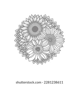 Perfectly Flower crafted for coloring book pages for adults. The intricate black and white lines will add a touch of elegance to your wedding invitations, branding, boutique logos, labels,