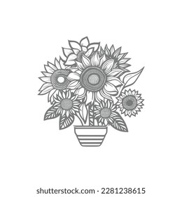 Perfectly Flower crafted for coloring book pages for adults. The intricate black and white lines will add a touch of elegance to your wedding invitations, branding, boutique logos, labels,
