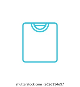 Ícone de T-shirt branco perfeitamente dobrado, isolado no fundo branco, ícone azul