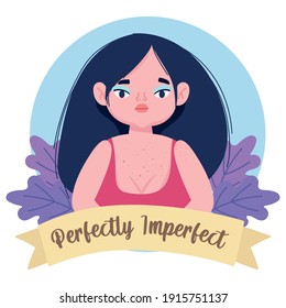 Perfectly imperfect chubby woman flowers cartoon character vector illustration