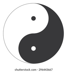Perfectly lined Yin and Yang oriental religion symbol illustration vector
