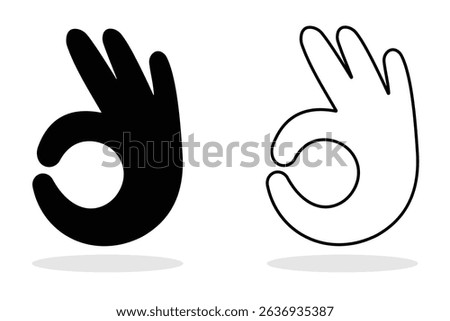 Perfectly ok hand symbol vector. OK hand sign icon. Hand sign black and white, File and outline. silhouette, Vector illustration. 