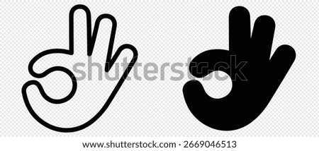 Perfectly ok hand symbol vector. OK hand sign icon. Hand sign black and white, File and outline.Vector illustration.