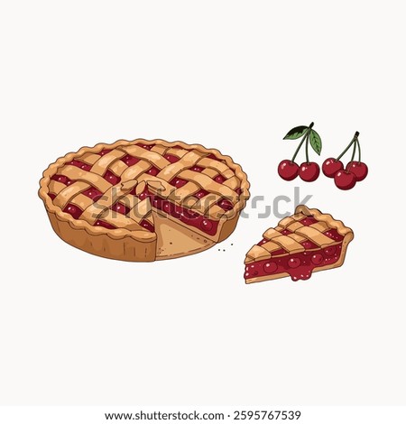 Perfectly Red Cherry Pie with a Sweet Fruit Filling