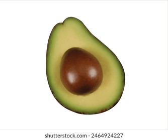 A Perfectly Ripe Avocado Half with Pit. 3d realistic vector objects.