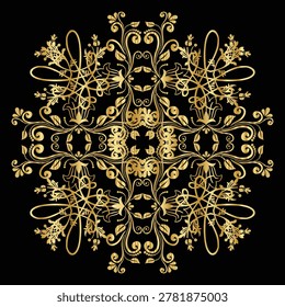 Perfectly symmetrical mandala artwork featuring precise geometric shapes. The black background ensures maximum visual impact and professional clarity. User-friendly EPS file compatible with all major design software.
