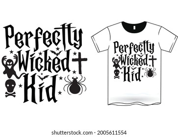 Perfectly Wicked Kid Halloween T-Shirt Design