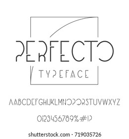 Perfecto typeface. Elegant vector handcrafted font with golden ratio logo.