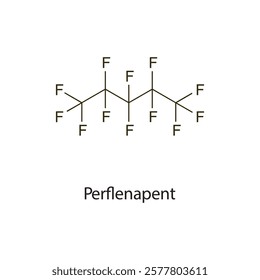 Perflenapent flat skeletal molecular structure Contrast media treatment. Vector illustration scientific diagram.