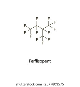 Perflexane flat skeletal molecular structure Contrast media treatment. Vector illustration scientific diagram.