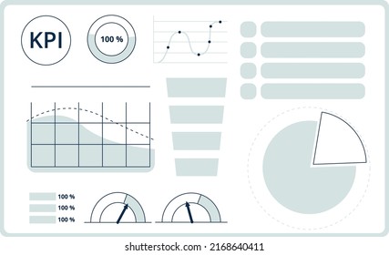 Elementos del tablero de análisis de rendimiento. Iconos de datos de Kpi