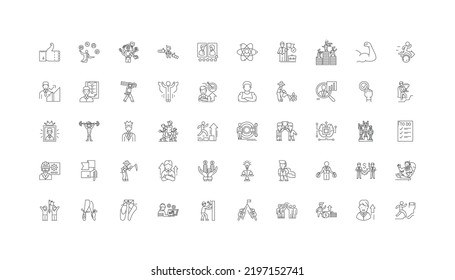Perfomance concept illustration, linear icons, line signs set, vector collection