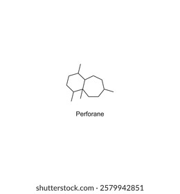 Perforane skeletal structure.Diterpene compound schematic illustration. Simple diagram, chemical structure.