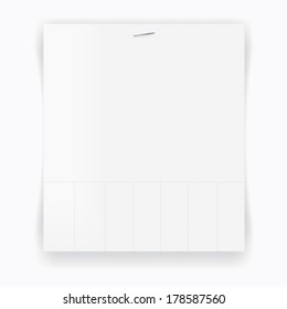 Perforate blank paper with stample. Just like a lost dog poster. Eps 10 vector template.