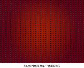 Perforated background. Big and small holes over red background