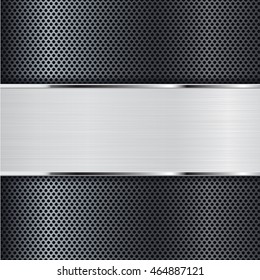 Perforated background with metal plate. Vector illustration