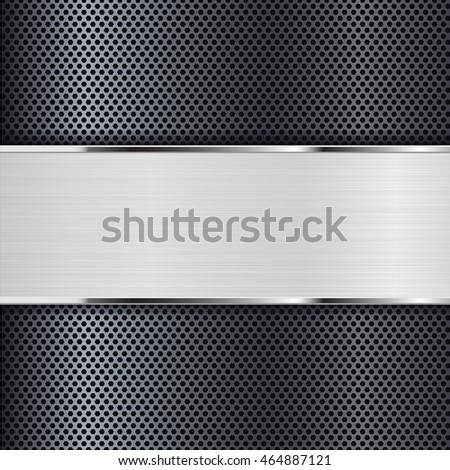 Perforated background with metal plate. Vector illustration