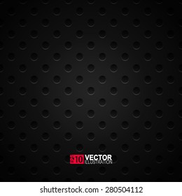 Perforated black metal grill texture. Vector  industrial background