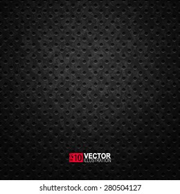 Perforated black metal grill texture. Vector  industrial background