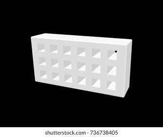 Perforated brick. Isolated on black background.3D Vector illustration.