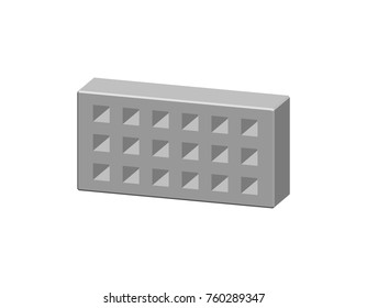 Perforated brick. Isolated on white background.3D Vector illustration. Dimetric projection.