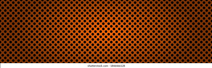 Perforated dark orange metallic header. Abstract banner vector illustration