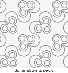 Perforated diagonal clover leaves on vine.Seamless geometric background. Modern monochrome 3D texture. Pattern with realistic shadow and cut out of paper effect.