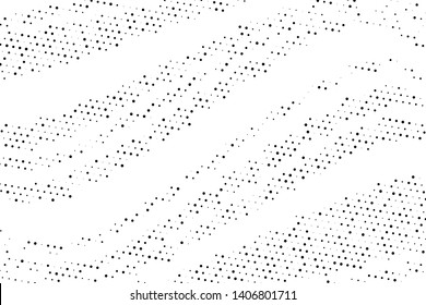Perforated dotted panel. Polka dot of different scale, randomly placed on a white background. Vector illustration. Splatter background. Black glitter blow explosion and splats on white. 