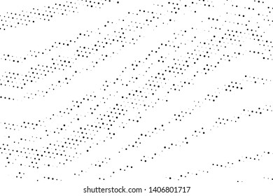 Perforated dotted panel. Polka dot of different scale, randomly placed on a white background. Vector illustration. Splatter background. Black glitter blow explosion and splats on white. 