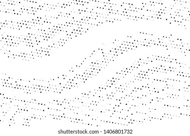Perforated dotted panel. Polka dot of different scale, randomly placed on a white background. Vector illustration. Splatter background. Black glitter blow explosion and splats on white. 
