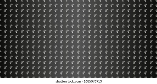 Perforated flat surface made of paper, plastic, steel sheet metal. Black texture background. Seamless vector pattern.