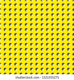 Perforated flat surface of paper, plastic, gold metal sheet. Seamless vector pattern.