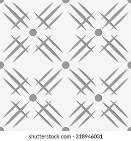 Perforated hatches with dots.Seamless geometric background. Modern monochrome 3D texture. Pattern with realistic shadow and cut out of paper effect.
