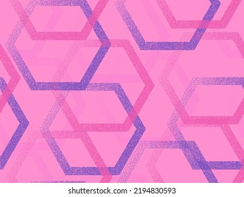 Perforated hexagon geometric seamless vector pattern. Hex pointillism background graphic design. Gradient grains hexagonal shapes. Flat wrapping paper print. Hipster style geometry repetition.