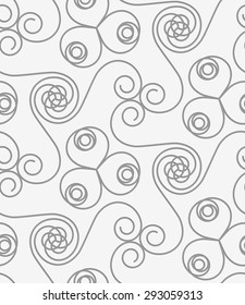 Perforated many spirals.Seamless geometric background. Modern monochrome 3D texture. Pattern with realistic shadow and cut out of paper effect.