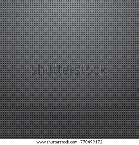 Perforated metal gradation texture, Grey perforated dot background, Metallic dotted plate ,Gray seamless background. Vector